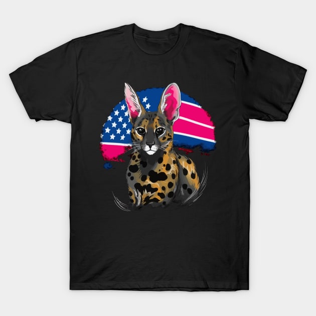 Patriotic Serval T-Shirt by JH Mart